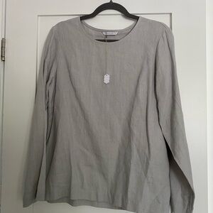 Linen Gray Long Sleeve Classic Crew Neck